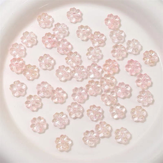 10pcs Pink Swirl Glass Flower Beads - GoGraceBeads