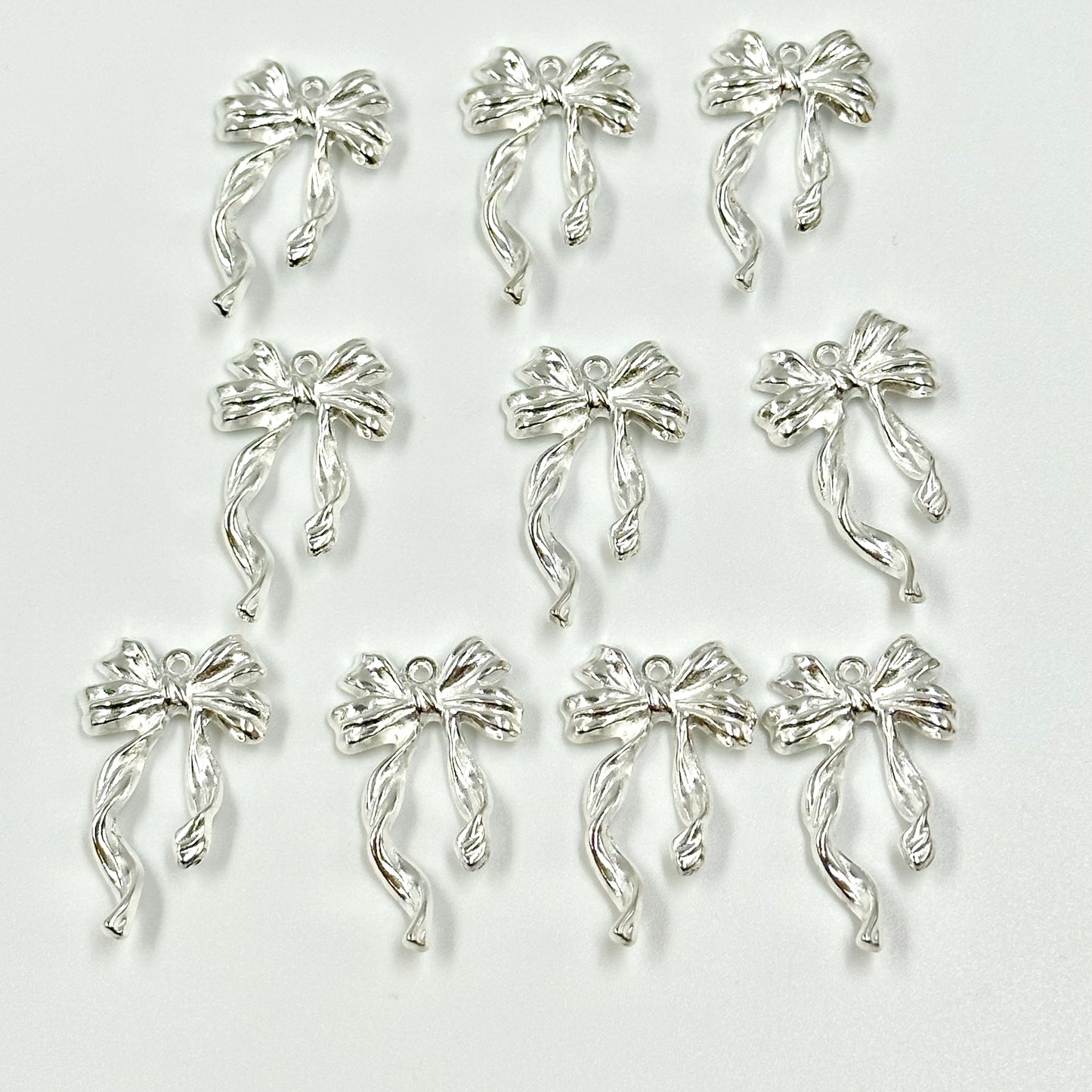 5Pcs Silver Bowknot Charm