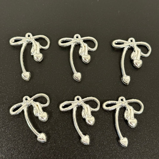 5Pcs Silver Bow Charms