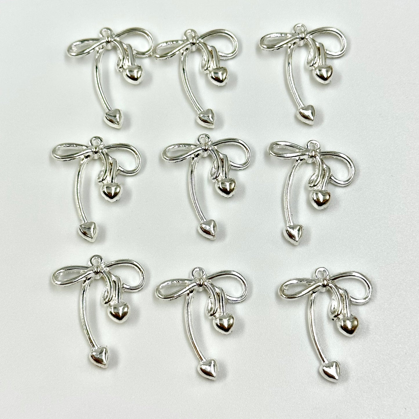 5Pcs Silver Bow Charms