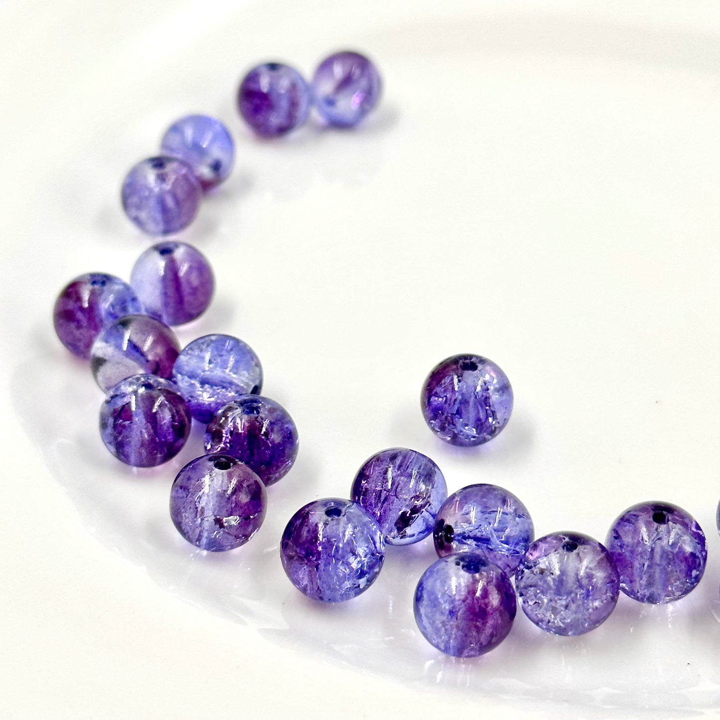 10mm Deep Purple Glass Crackle Beads