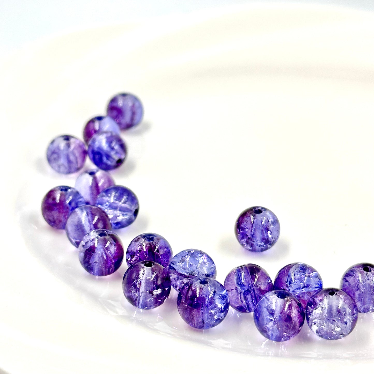 10mm Deep Purple Glass Crackle Beads