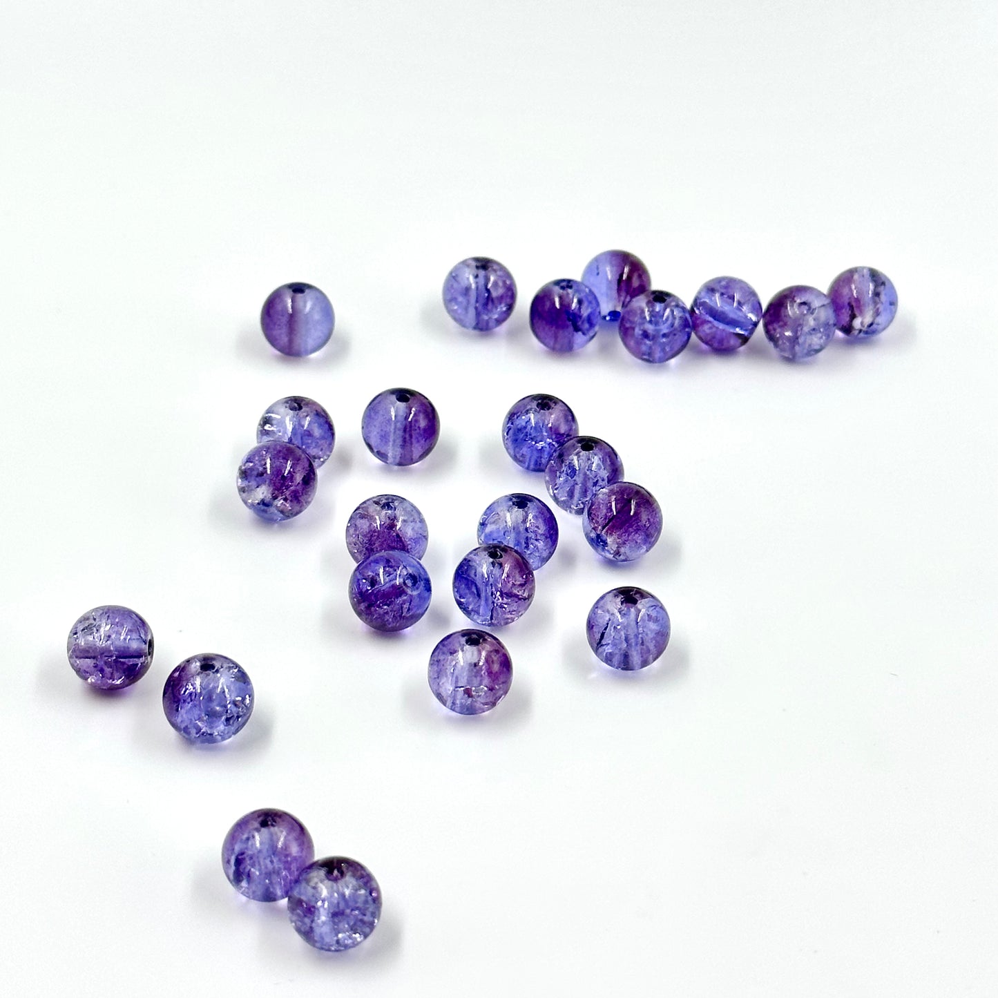 10mm Deep Purple Glass Crackle Beads