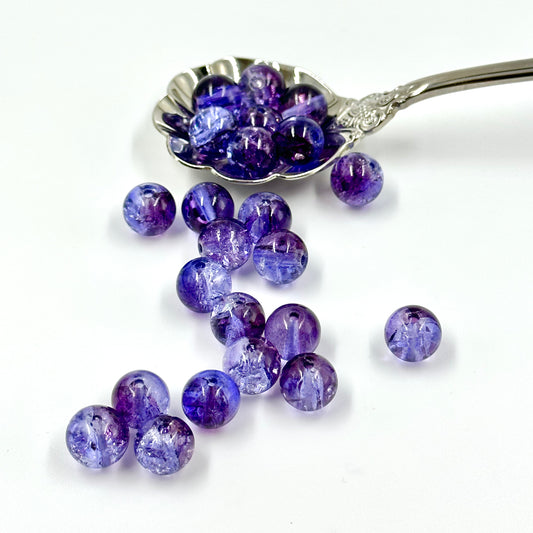 10mm Deep Purple Glass Crackle Beads