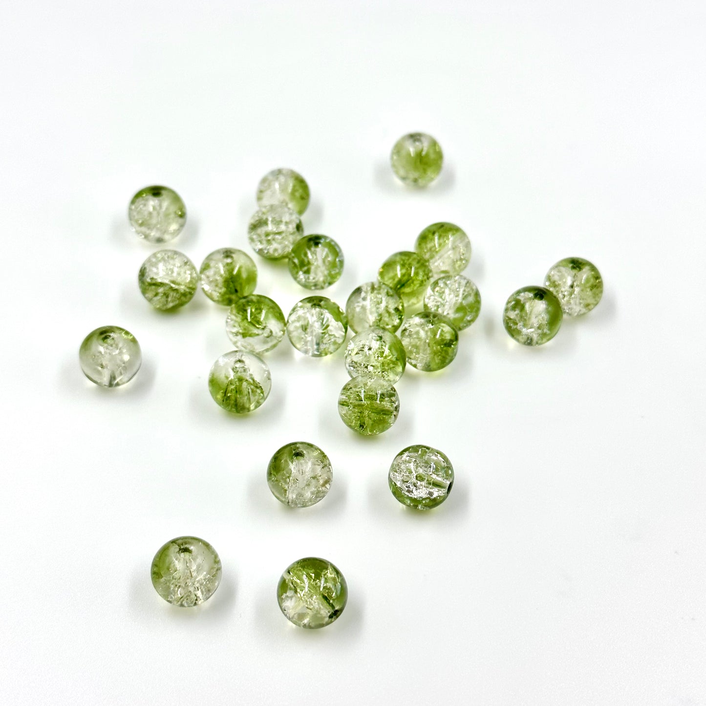 10mm Green Glass Crackle Beads