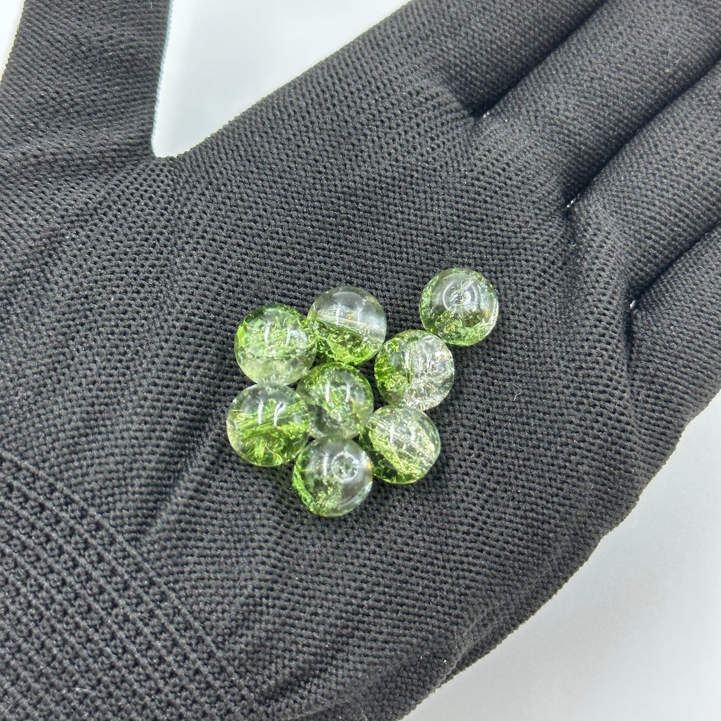 10mm Green Glass Crackle Beads