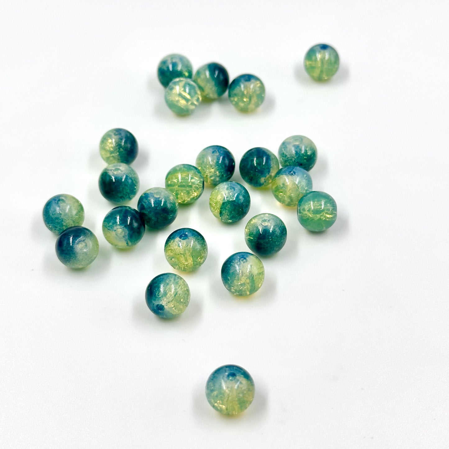 10mm Yellow and Blue Crackle Beads