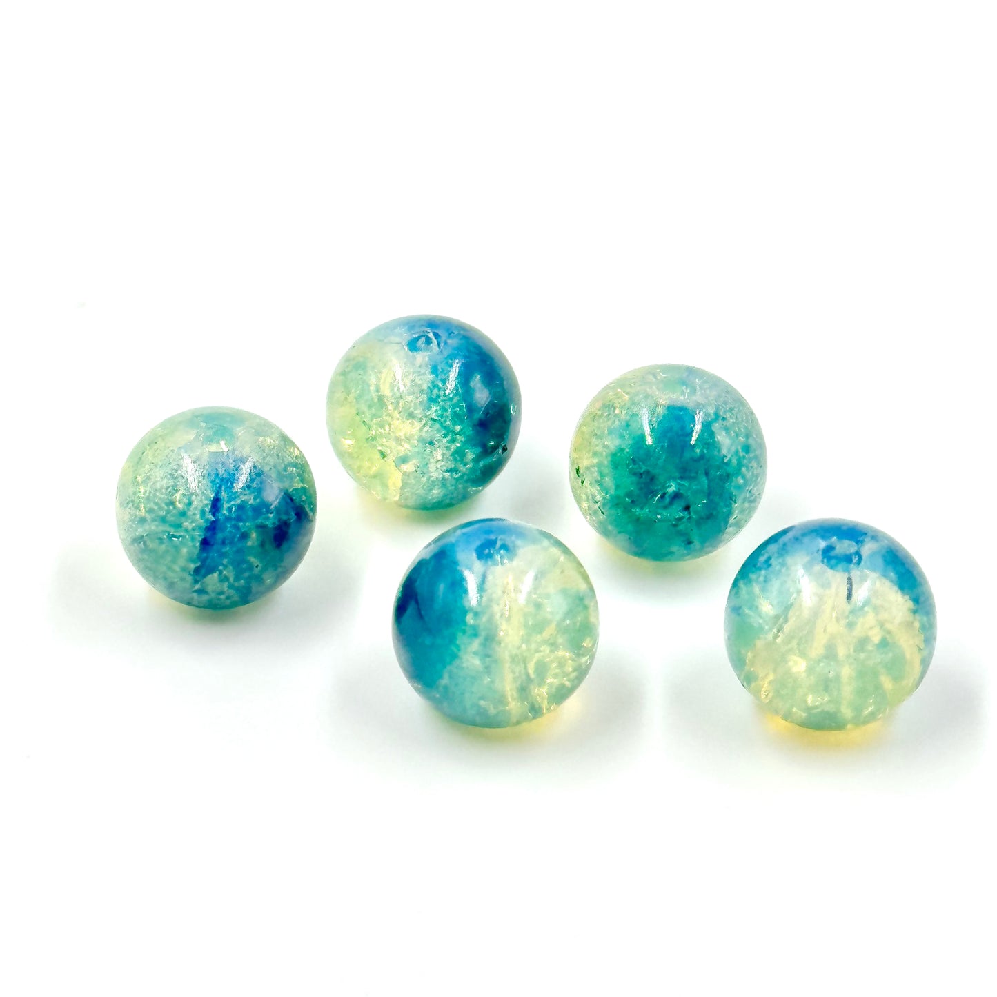 10mm Yellow and Blue Crackle Beads