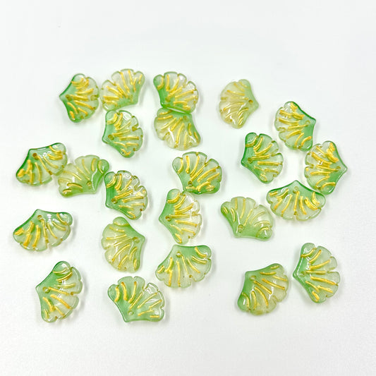 Ginkgo Leaf Beads with Gold Veins