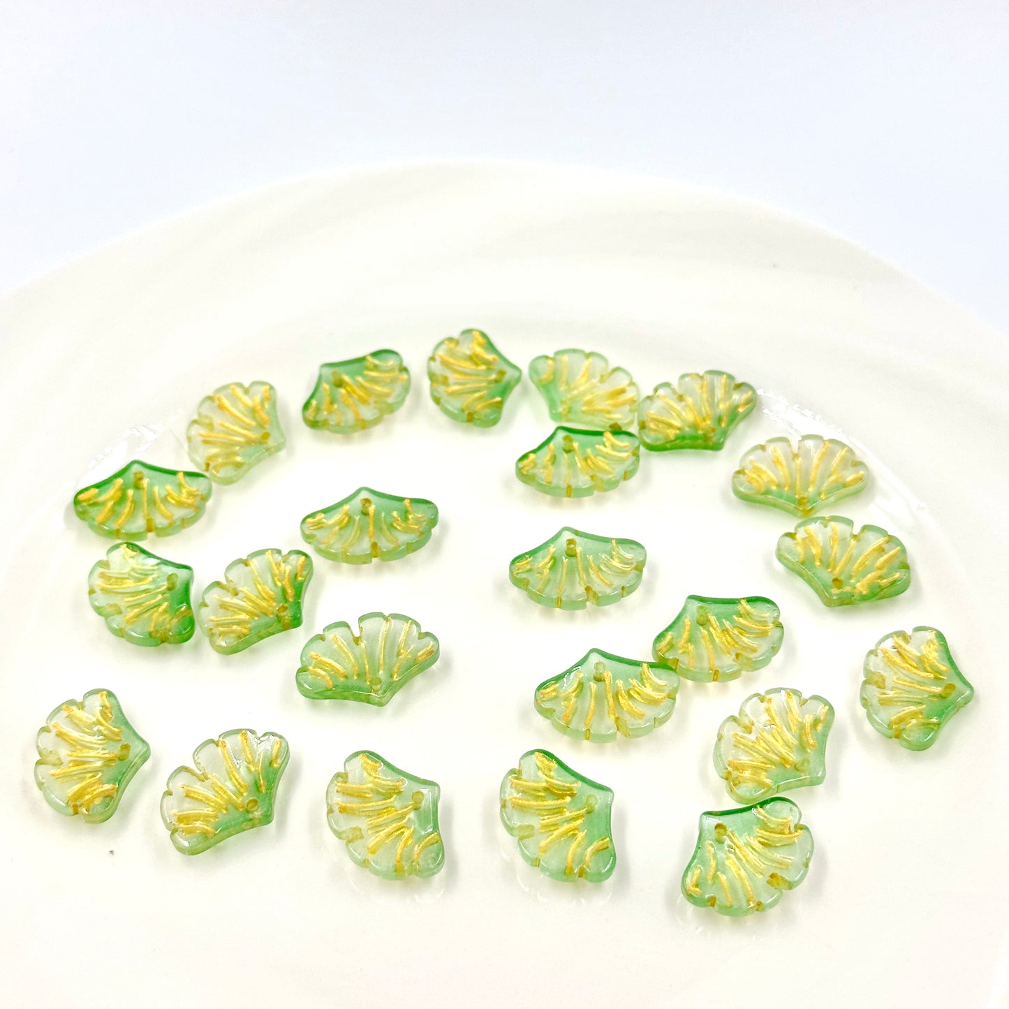 Ginkgo Leaf Beads with Gold Veins