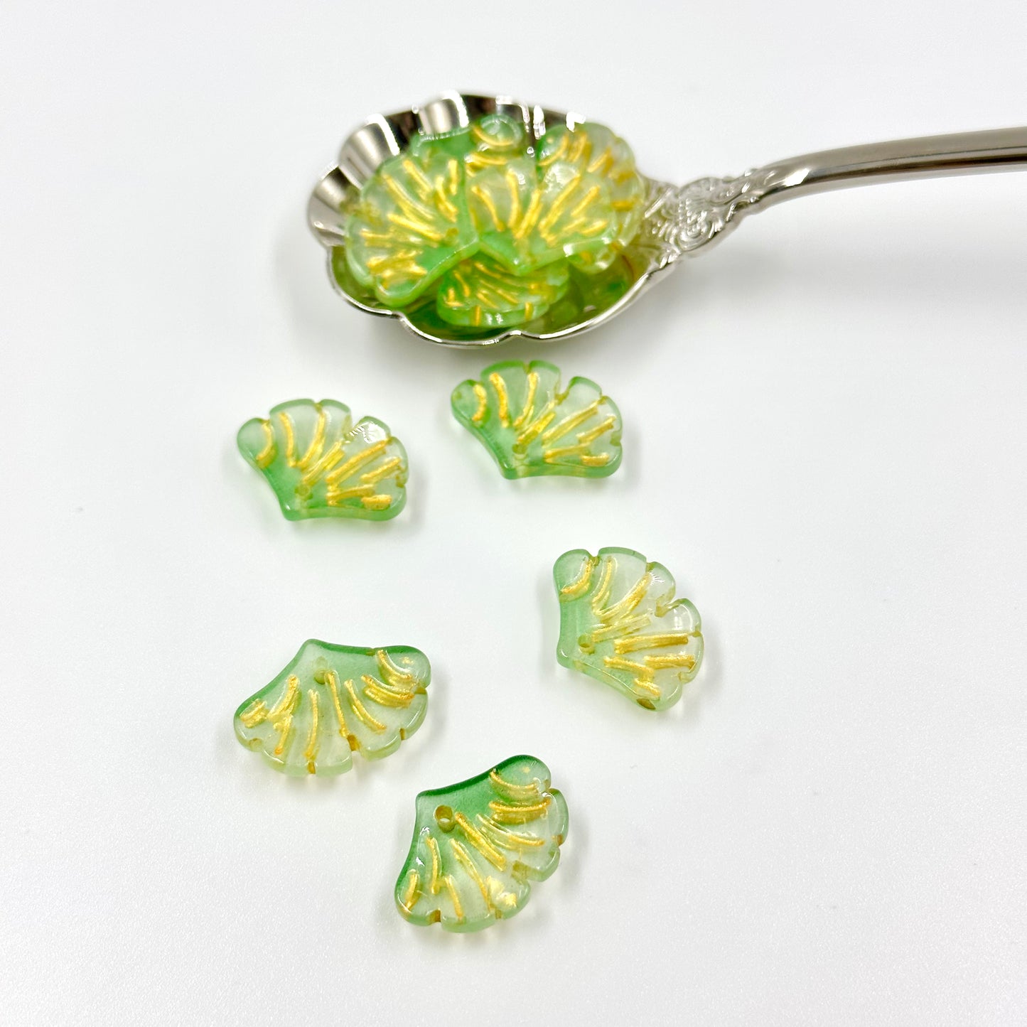 Ginkgo Leaf Beads with Gold Veins