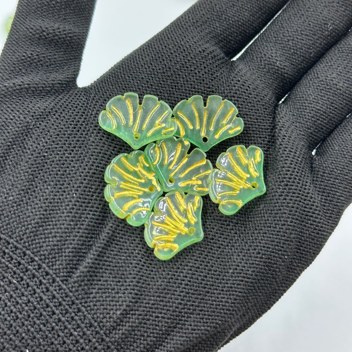 Ginkgo Leaf Beads with Gold Veins