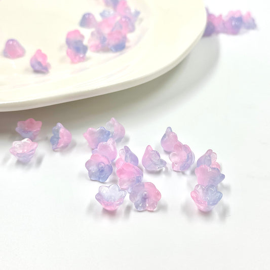 Pink-Purple Gradient Flower Glass Beads