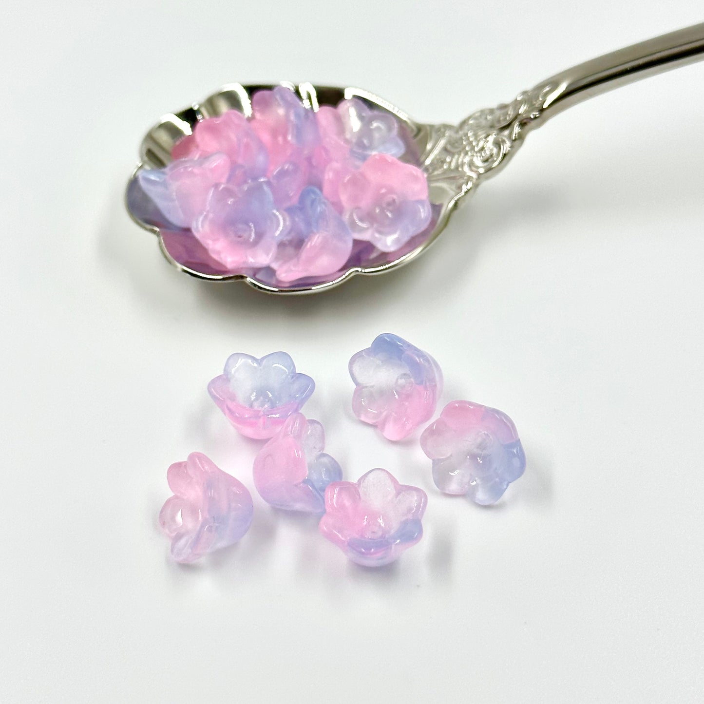 Pink-Purple Gradient Flower Glass Beads