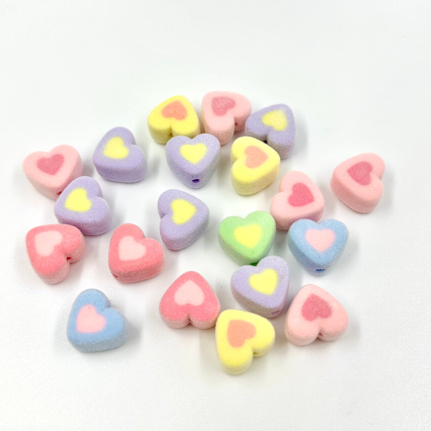 5pcs Velvet Heart Marshmallow Beads