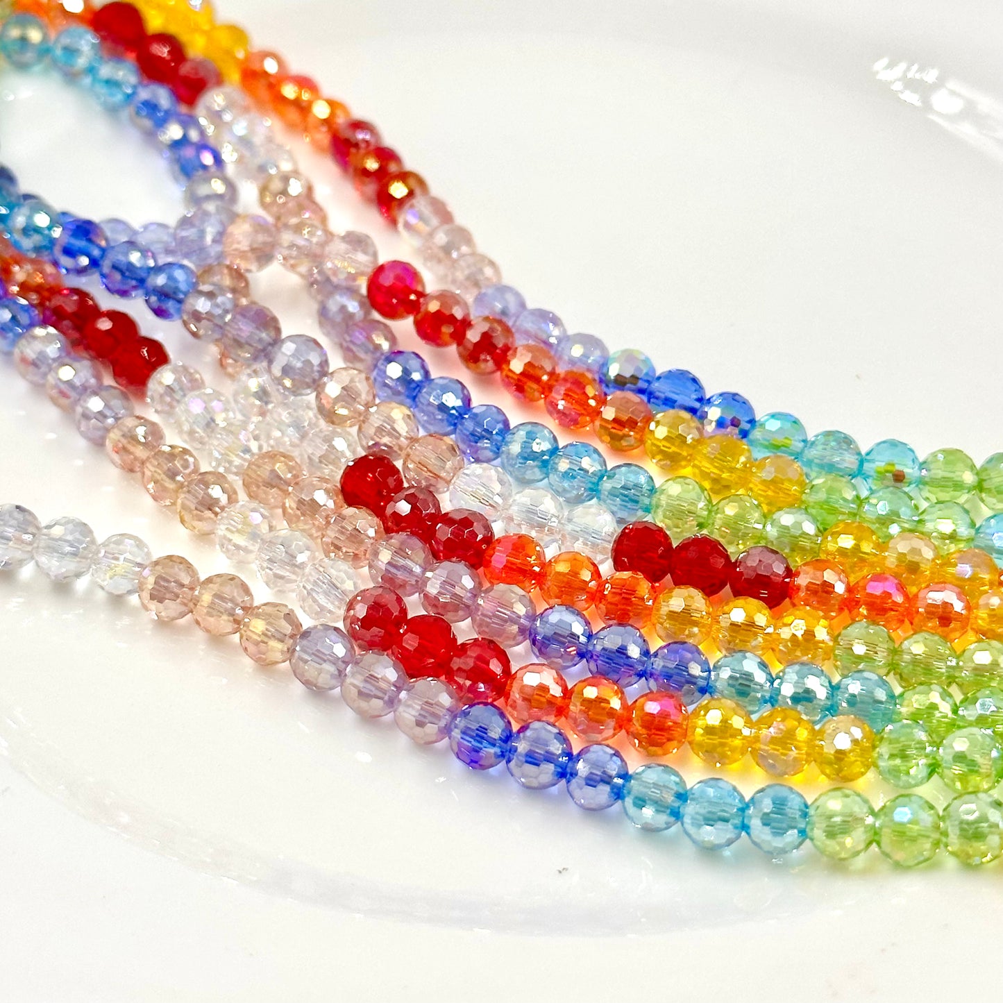 6mm Rainbow Crystal Rondelle Shape Beads