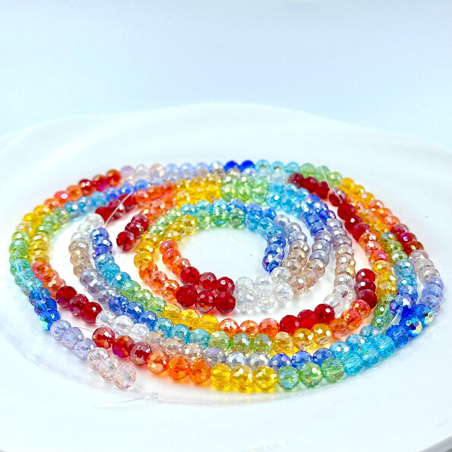 6mm Rainbow Crystal Rondelle Shape Beads