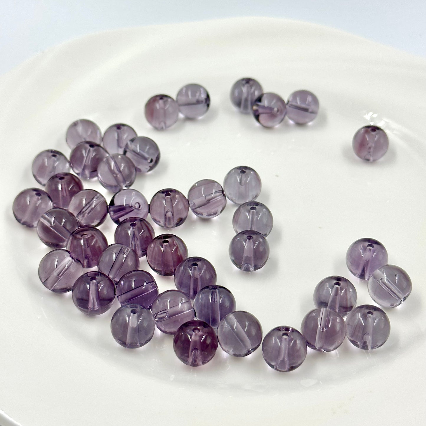 12mm Purple Round Glass Beads