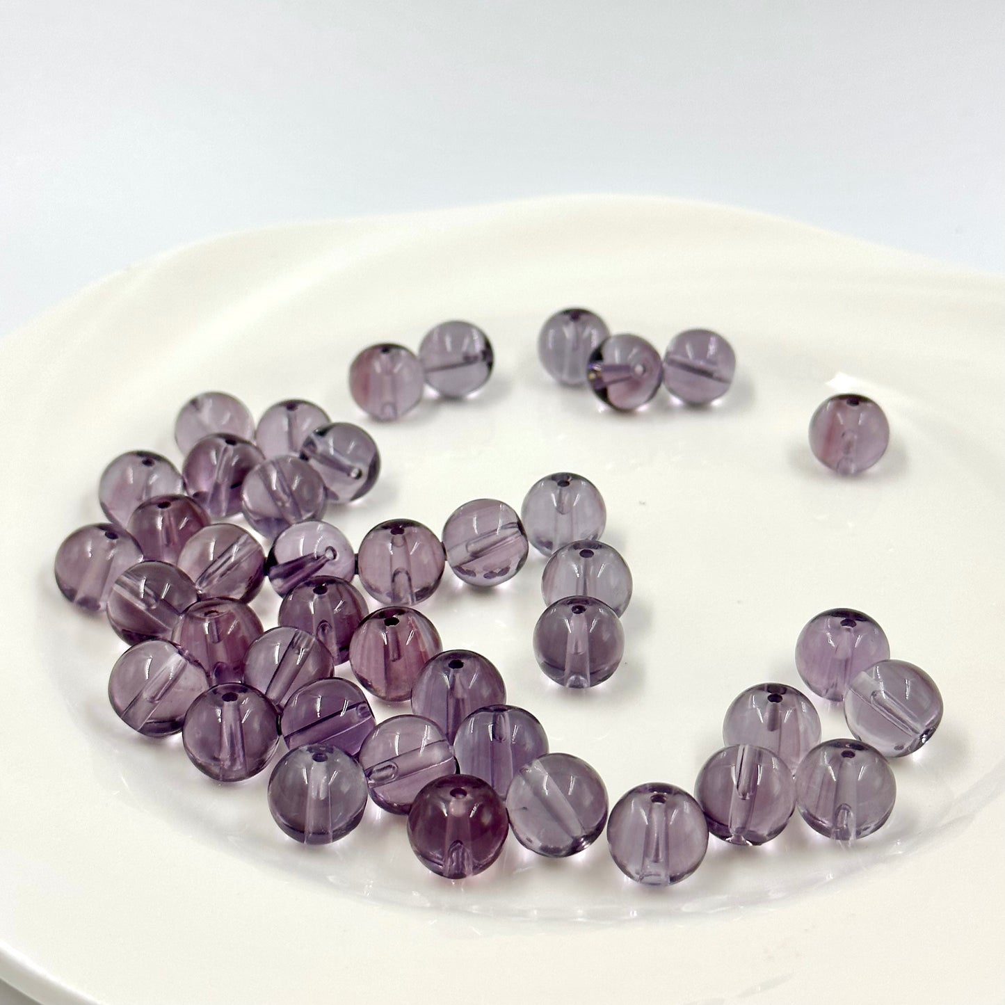 12mm Purple Round Glass Beads