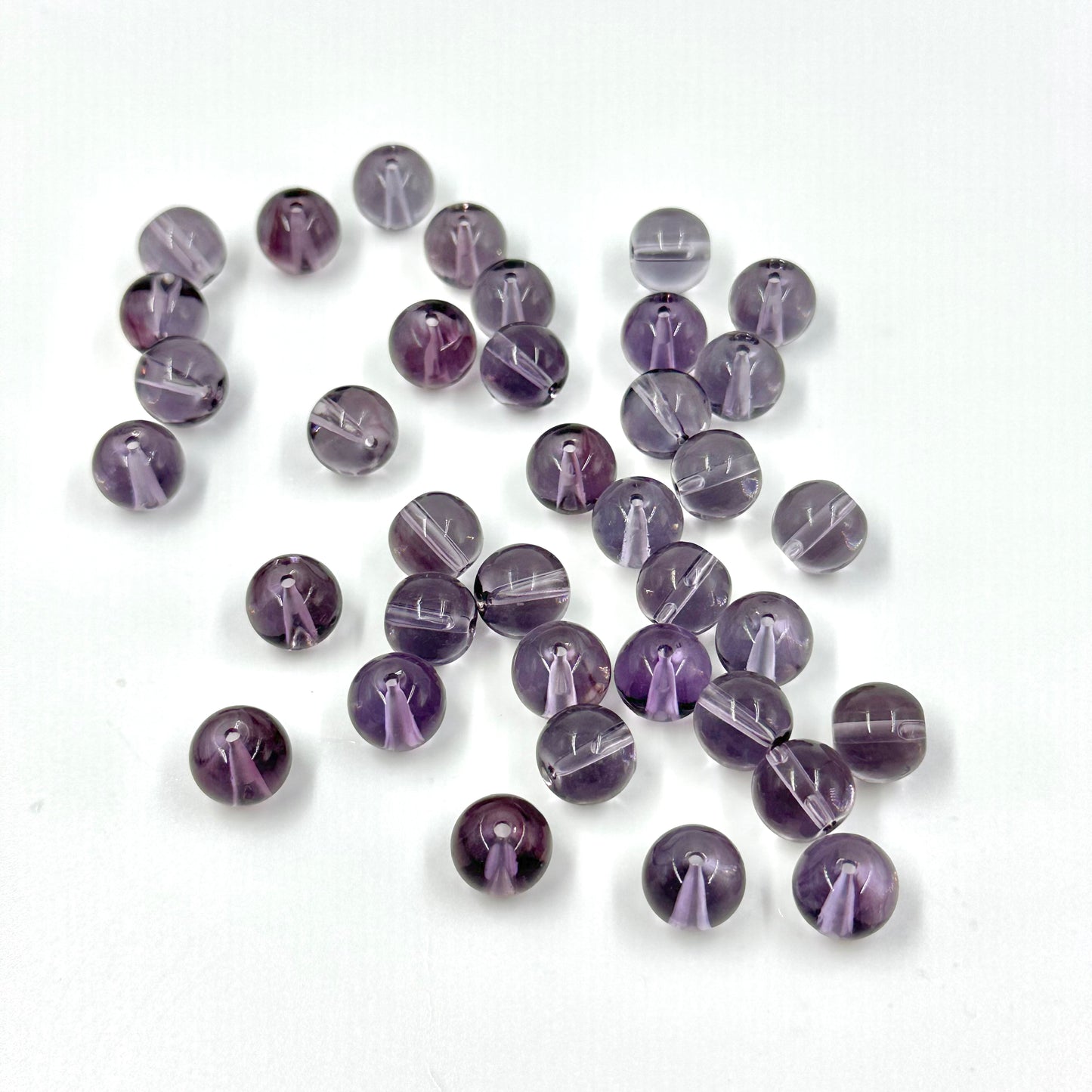 12mm Purple Round Glass Beads