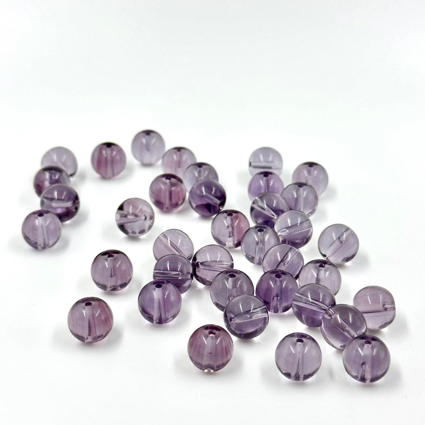 12mm Purple Round Glass Beads