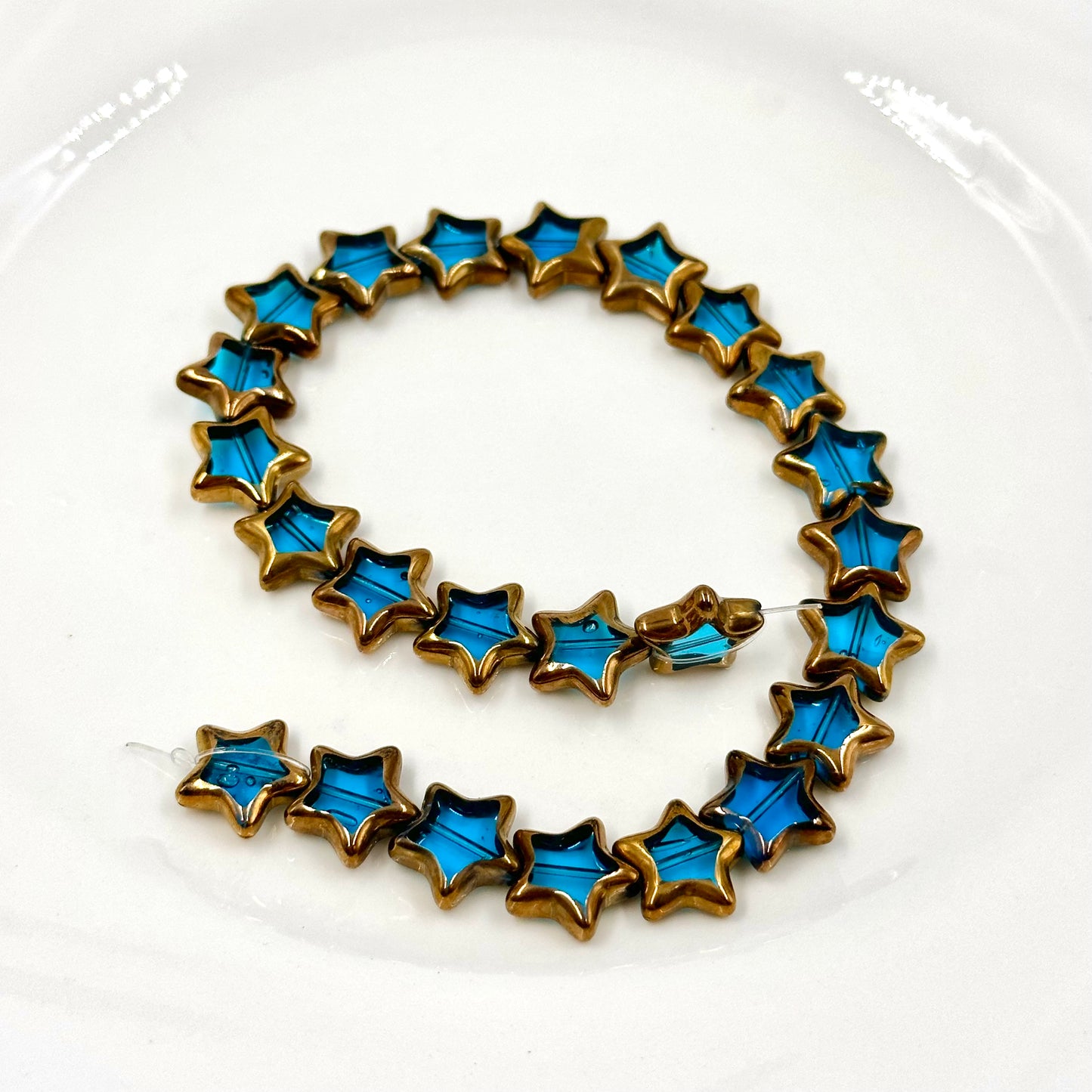 Five-pointed Star Beads with Gold Edges