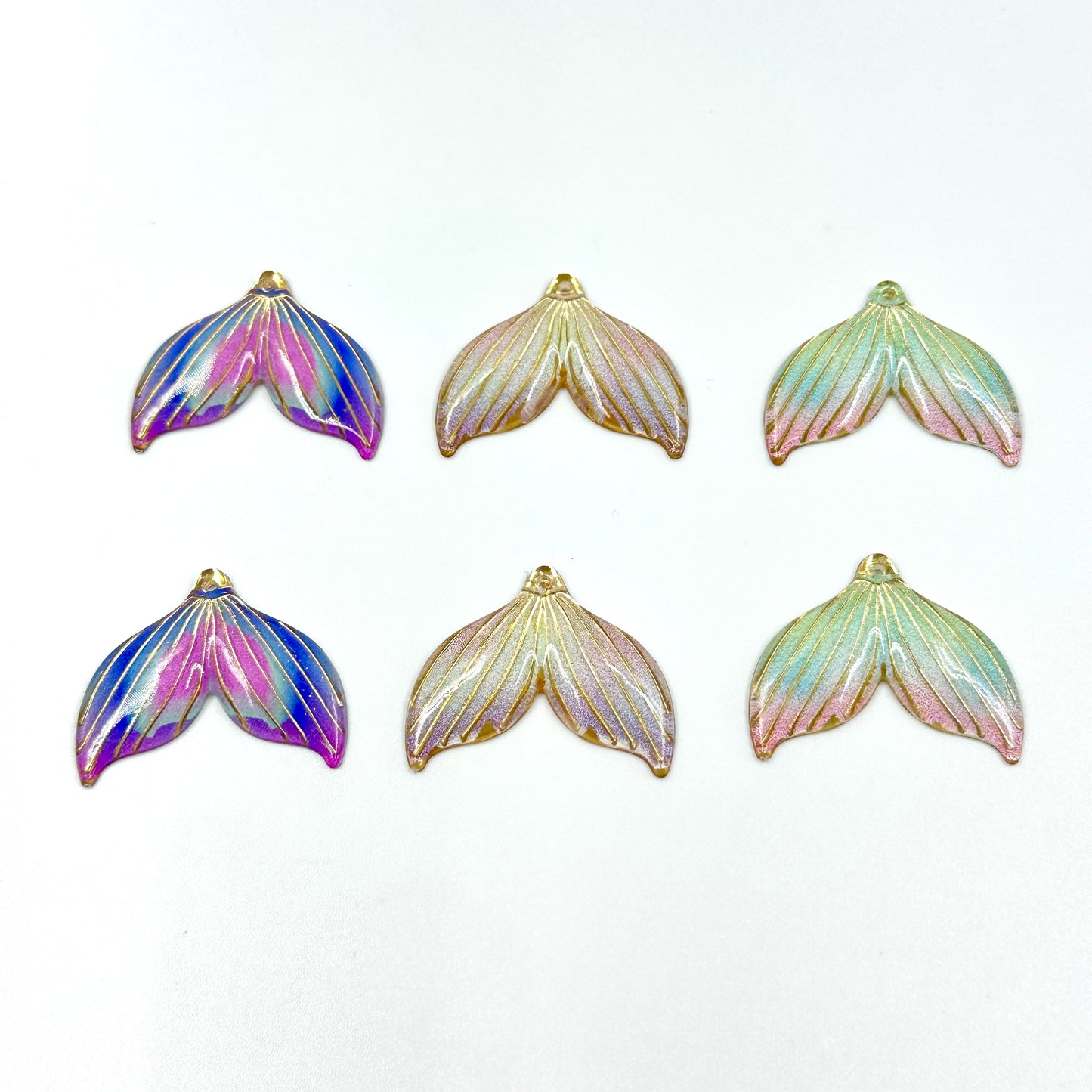 5pcs Sequins Mermaid Tail Charm Resin Fish Tail