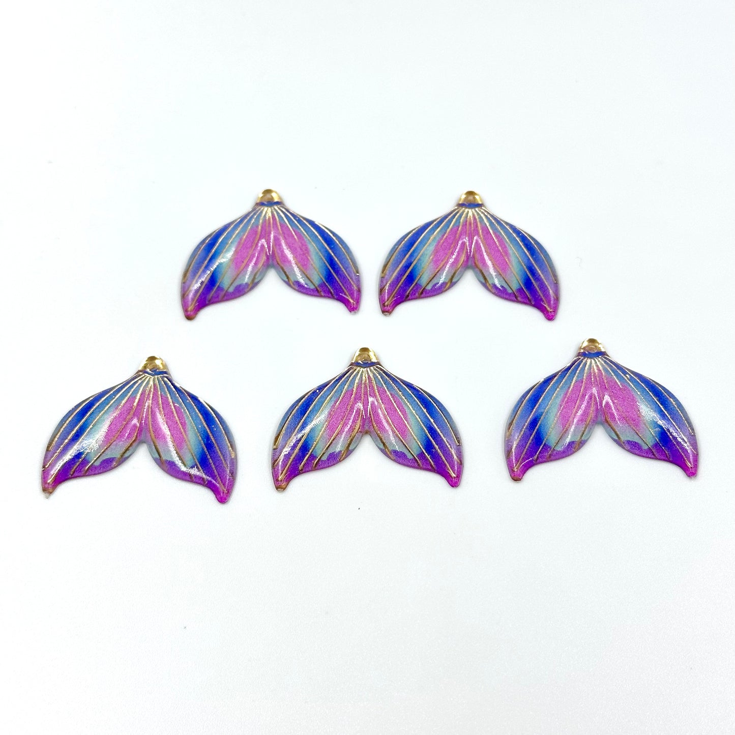 5pcs Sequins Mermaid Tail Charm Resin Fish Tail