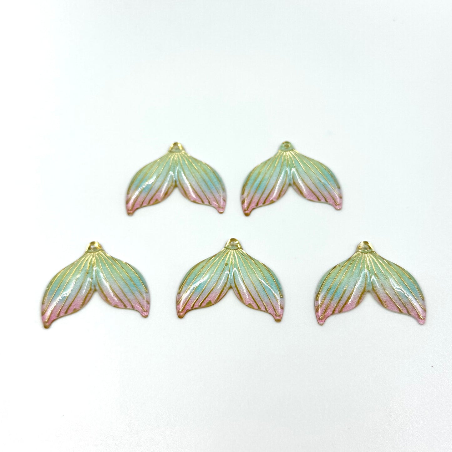 5pcs Sequins Mermaid Tail Charm Resin Fish Tail