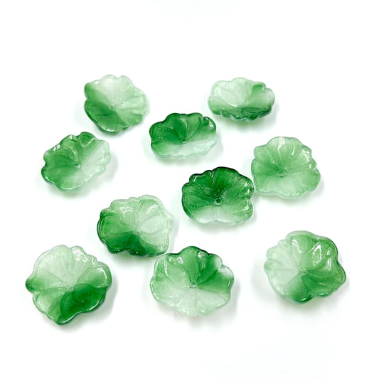 10pcs Lotus Leaf Glass Beads