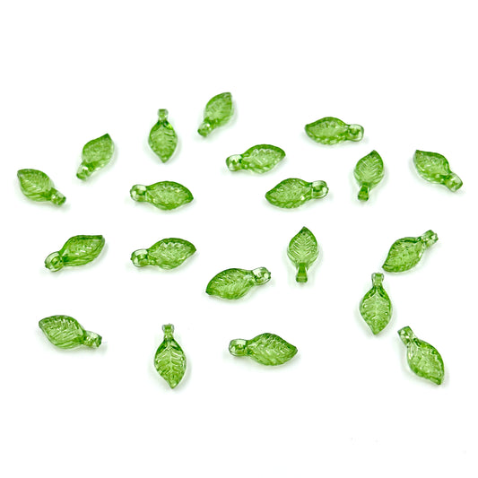 20pcs Tiny Green Leaf Charms