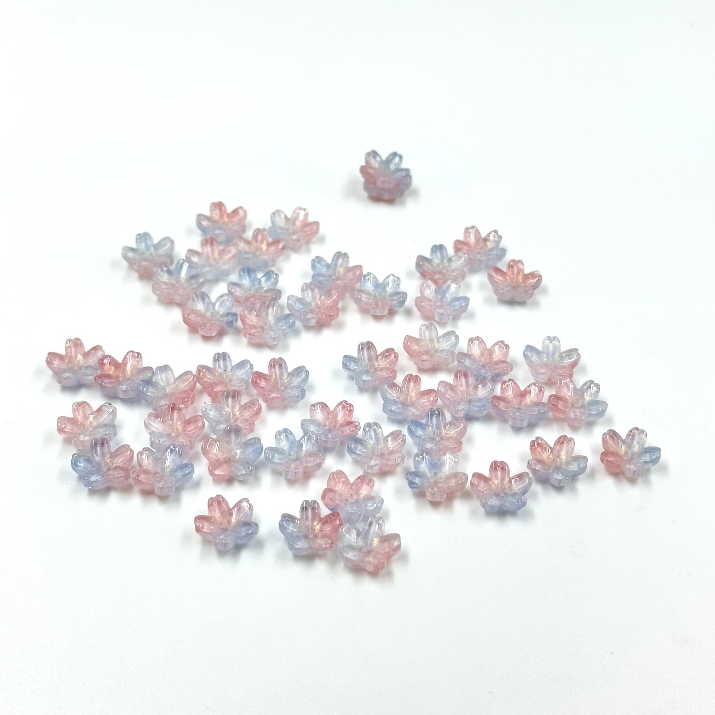 10mm Glass Mini Pink and Blue Cherry Blossom Beads