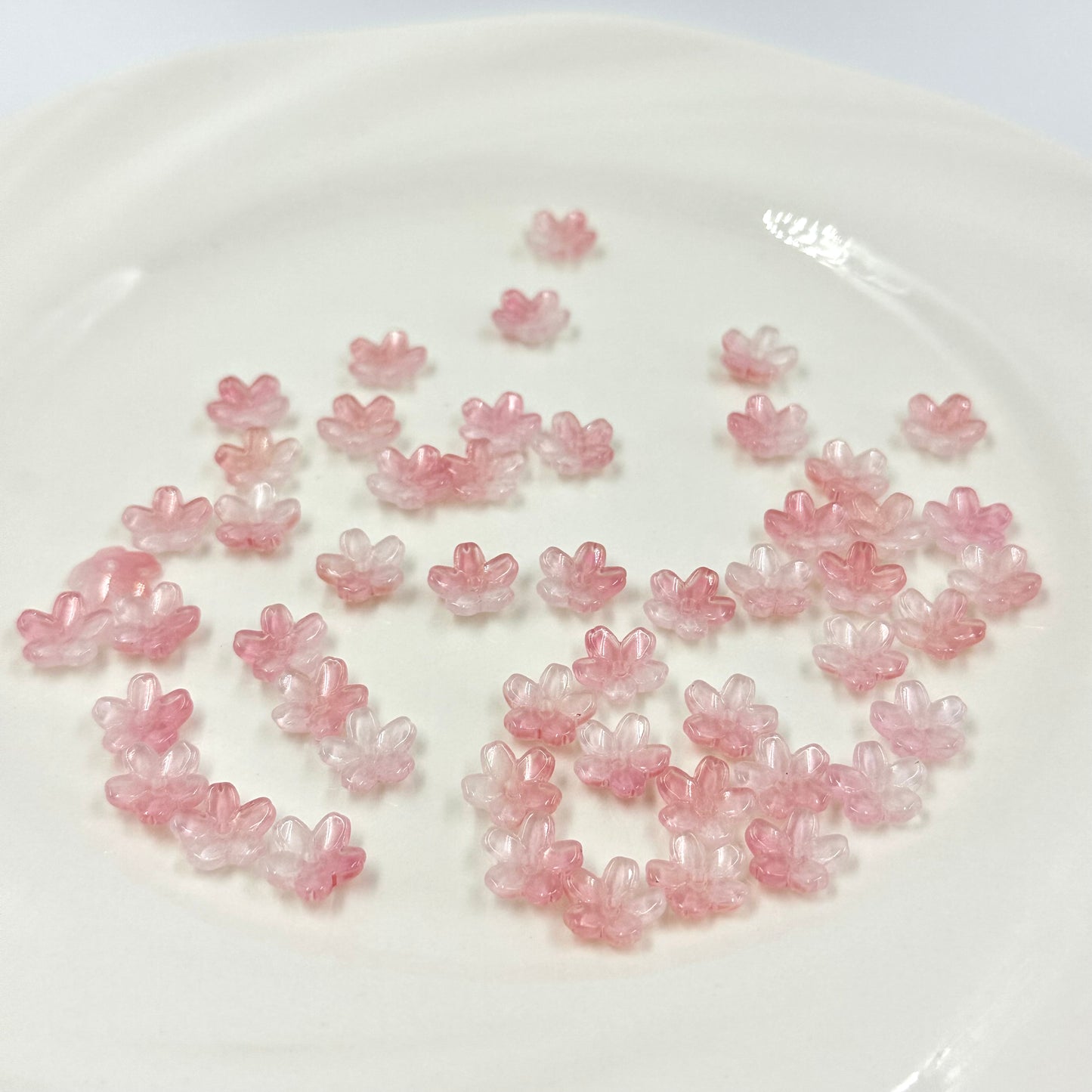 10mm Glass Mini Pink Cherry Blossom Beads