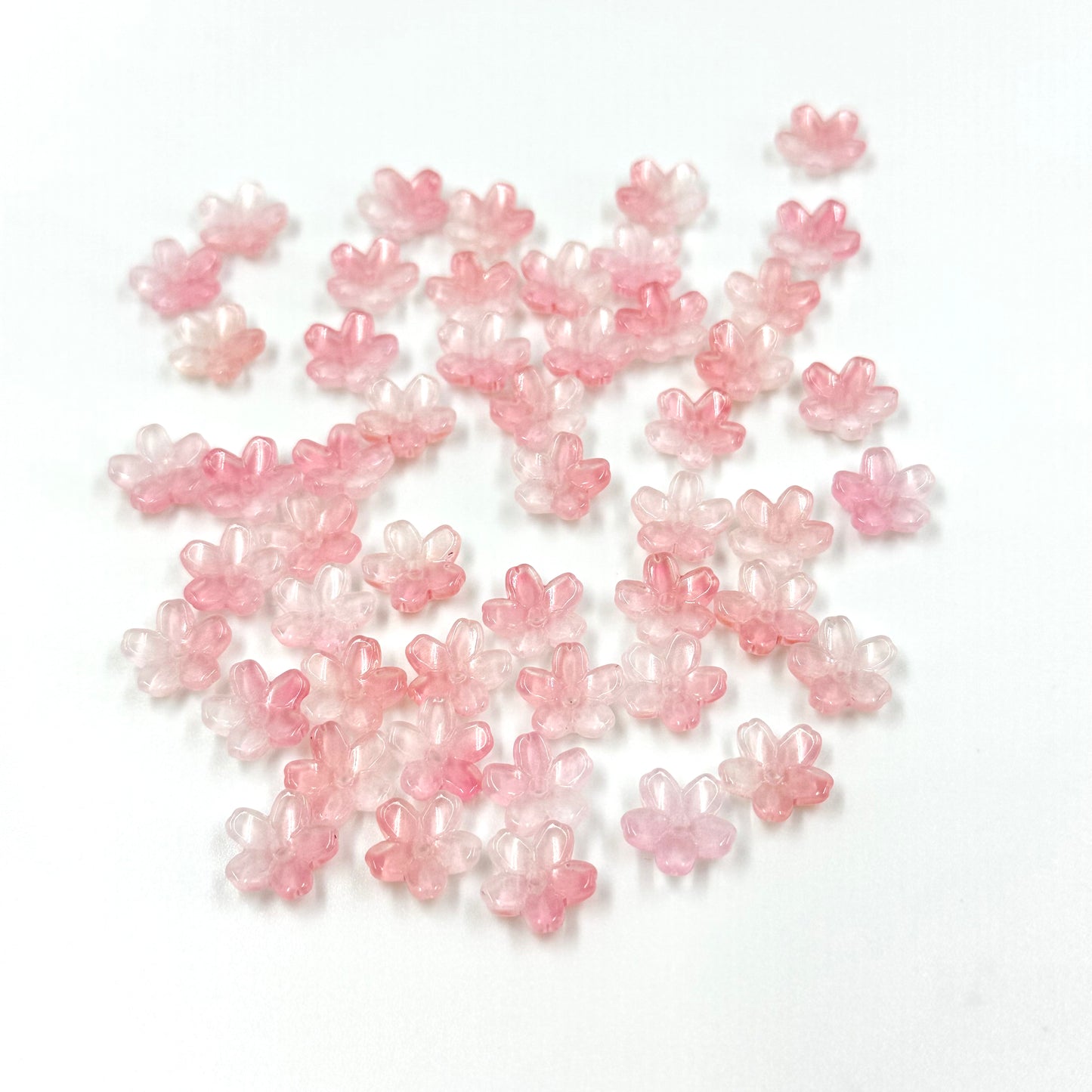 10mm Glass Mini Pink Cherry Blossom Beads