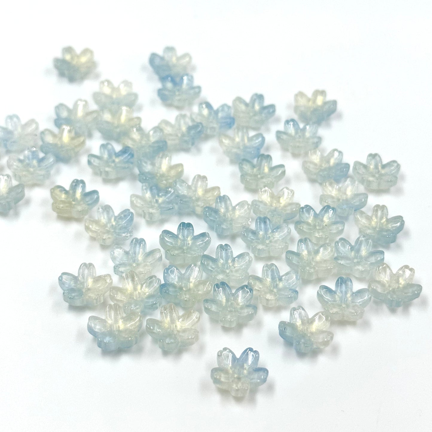 10mm Glass Mini Blue Cherry Blossom Beads