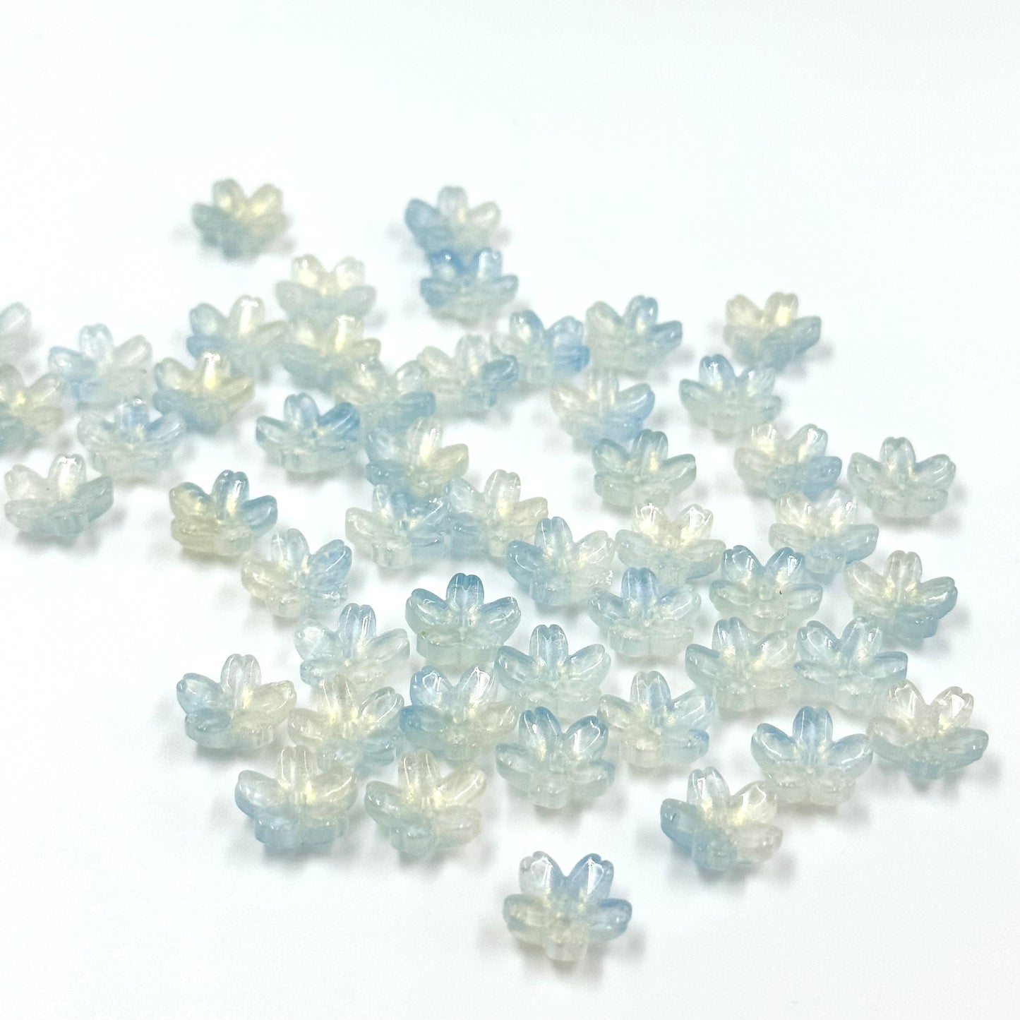 10mm Glass Mini Blue Cherry Blossom Beads