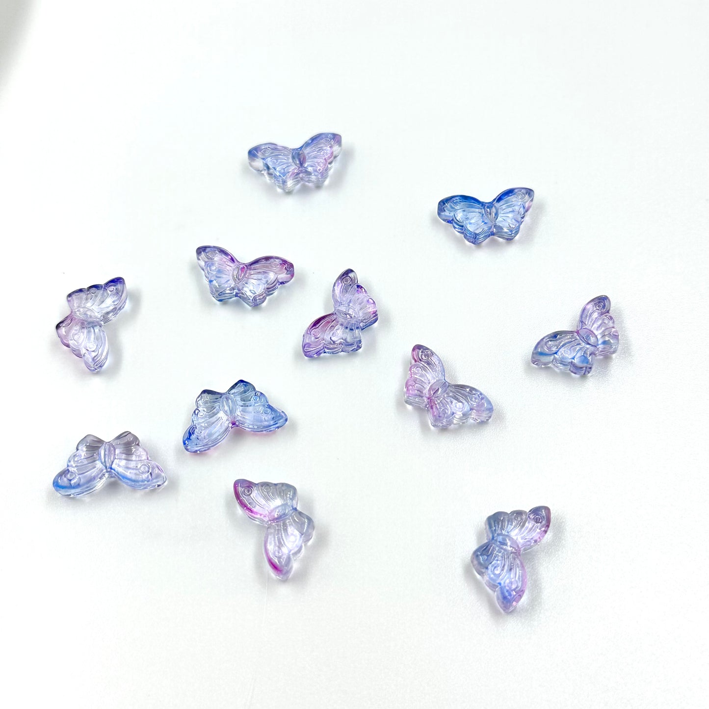 Gradient Purple and Blue Glass Butterfly Beads