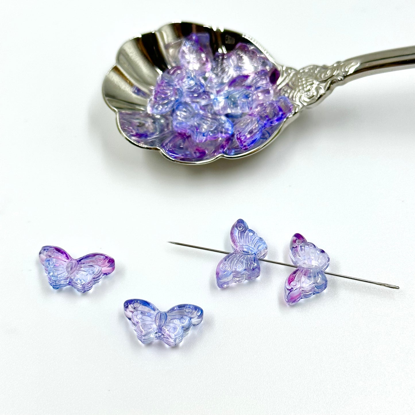 Gradient Purple and Blue Glass Butterfly Beads