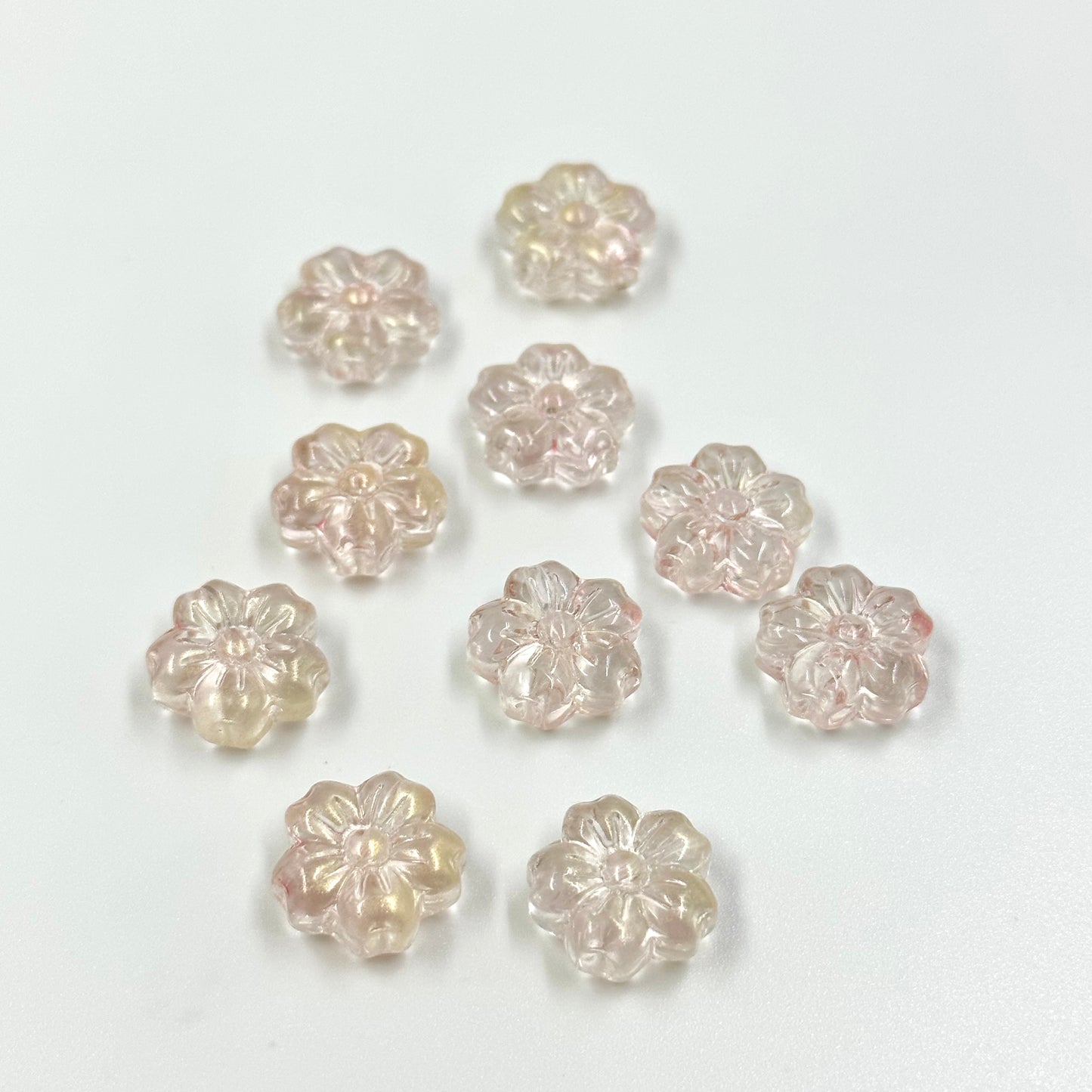 10pcs Pink Swirl Glass Flower Beads