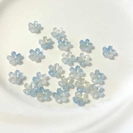 10mm Glass Mini Blue Cherry Blossom Beads