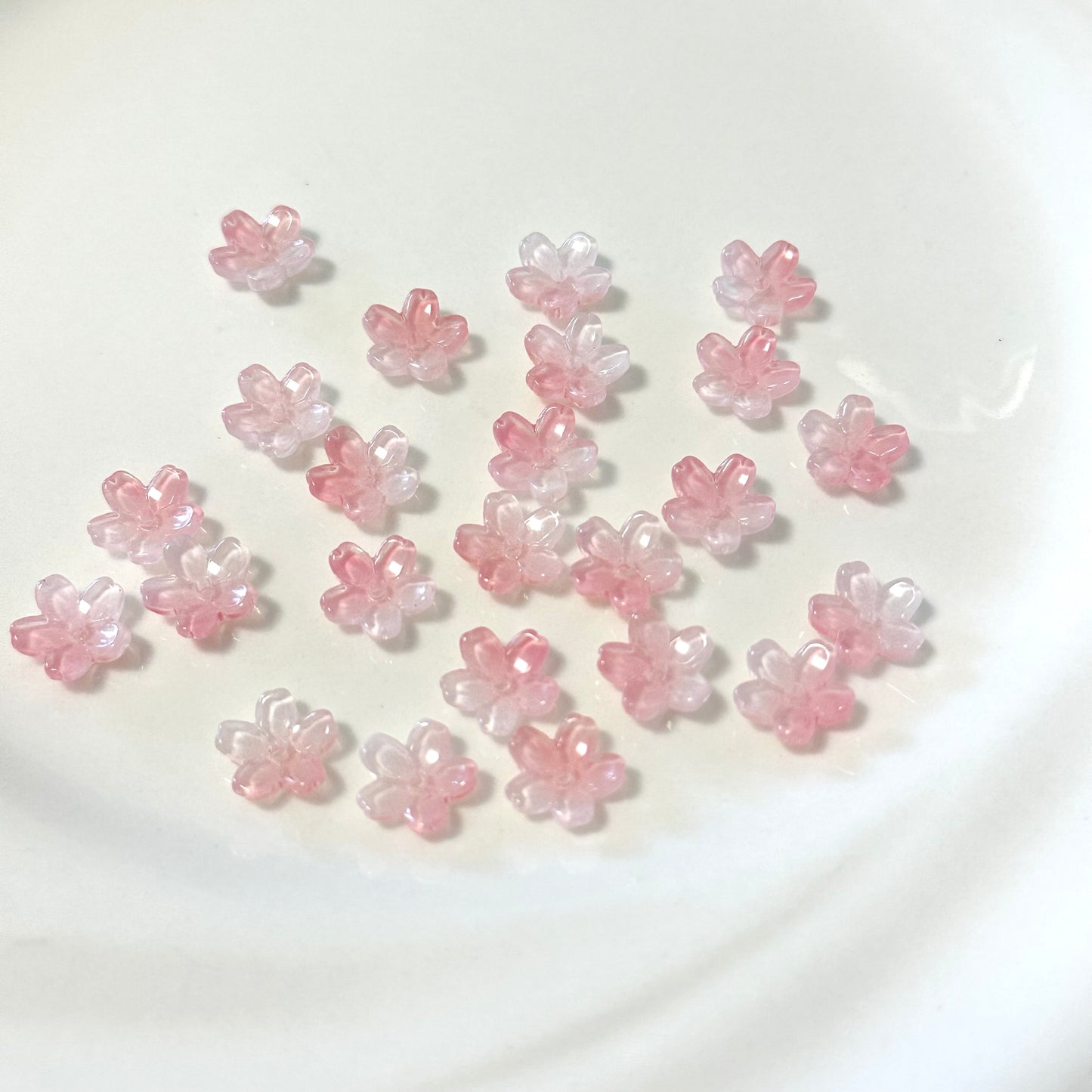 10mm Glass Mini Pink Cherry Blossom Beads