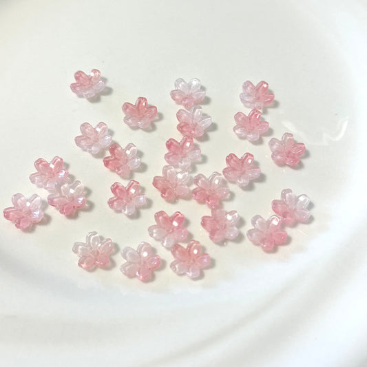 10mm Glass Mini Pink Cherry Blossom Beads