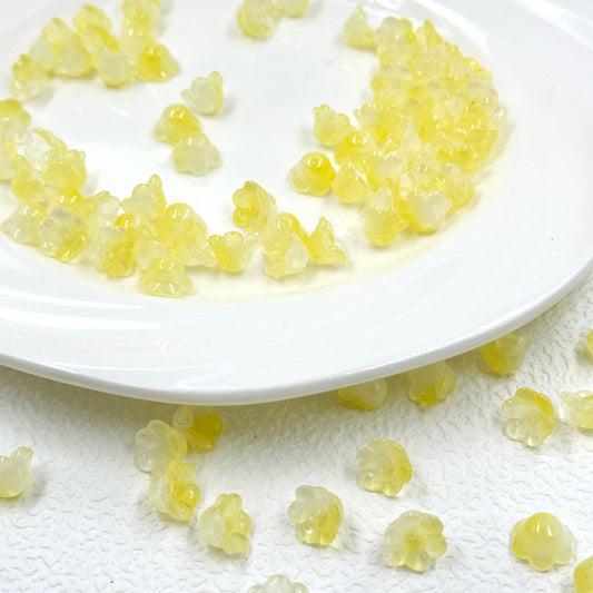 10pcs Yellow Flower Glass Beads