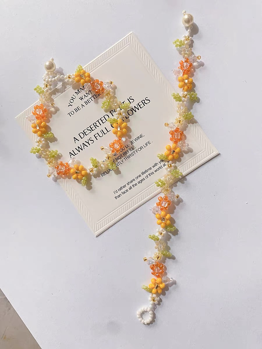 Summer Orange Blossom Beaded Bracelet