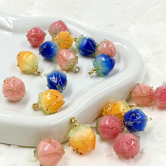 Muti-color Rose Buds Acrylic beads