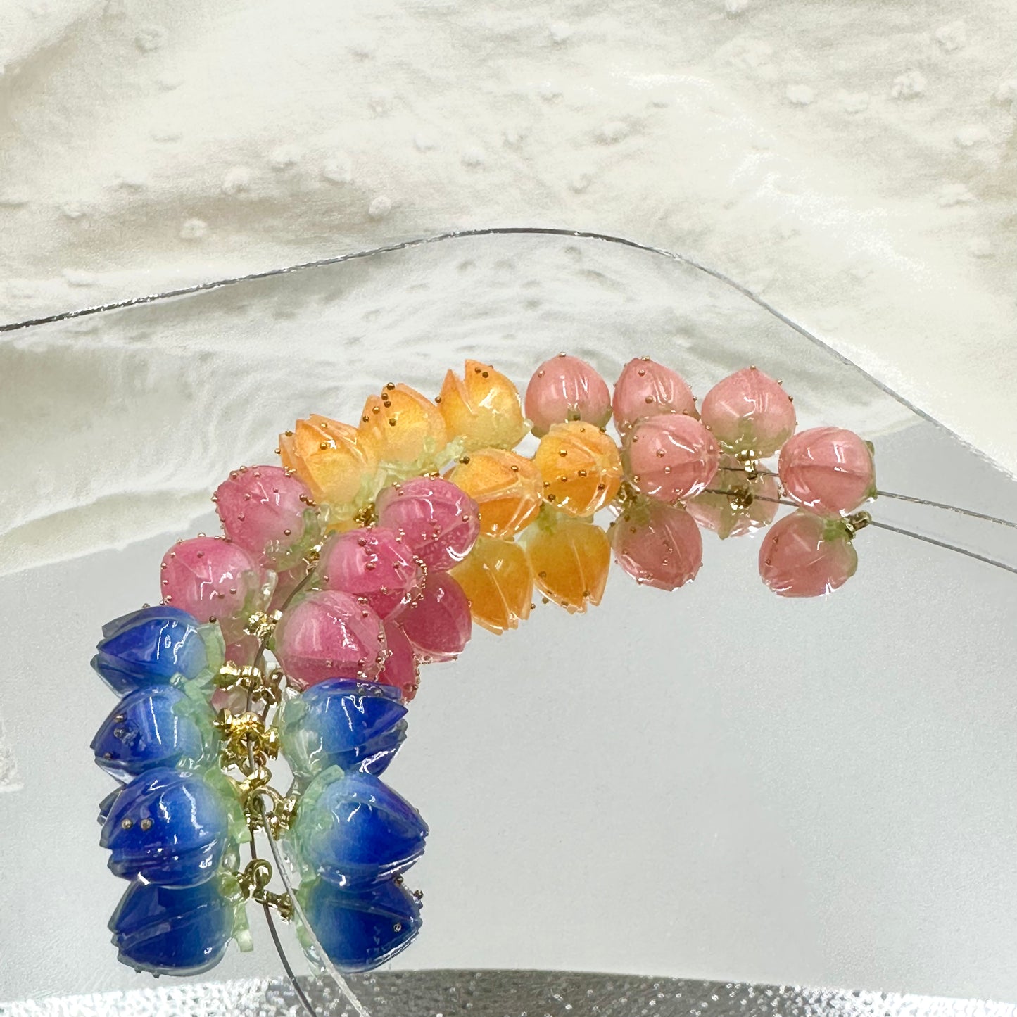 Muti-color Rose Buds Acrylic beads