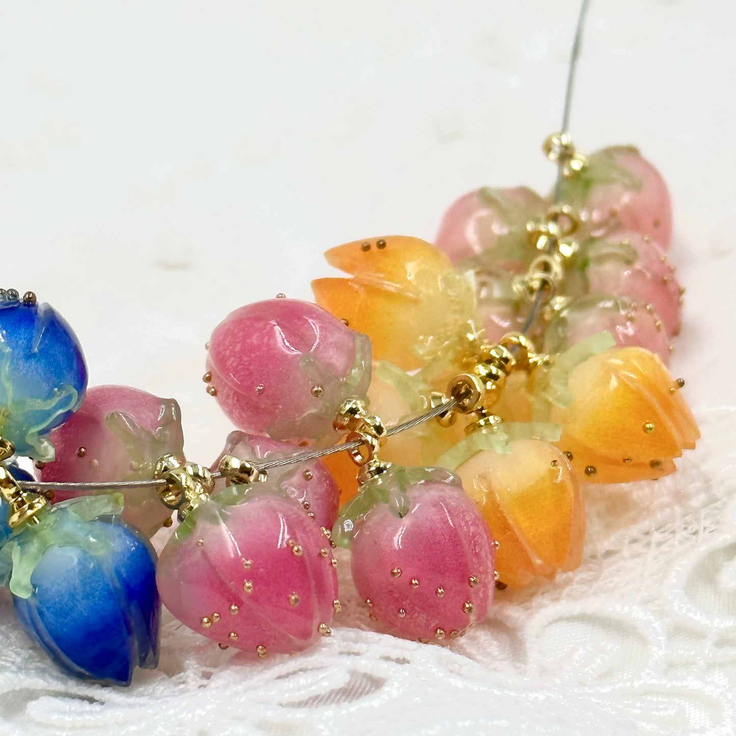 Muti-color Rose Buds Acrylic beads