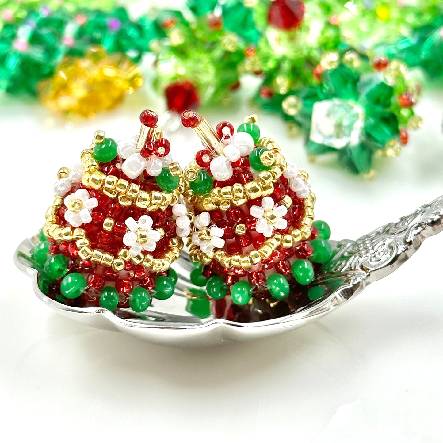 Cute Cake Charm Beaded Handmade Craft