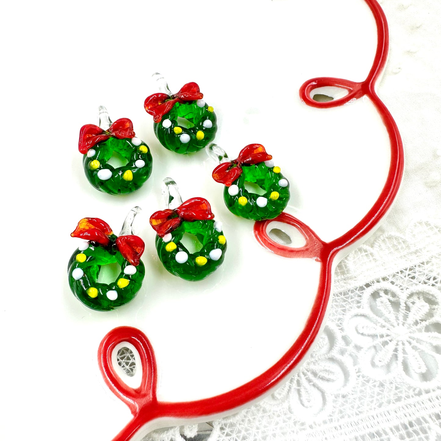 Christmas Wreath Glass Charm