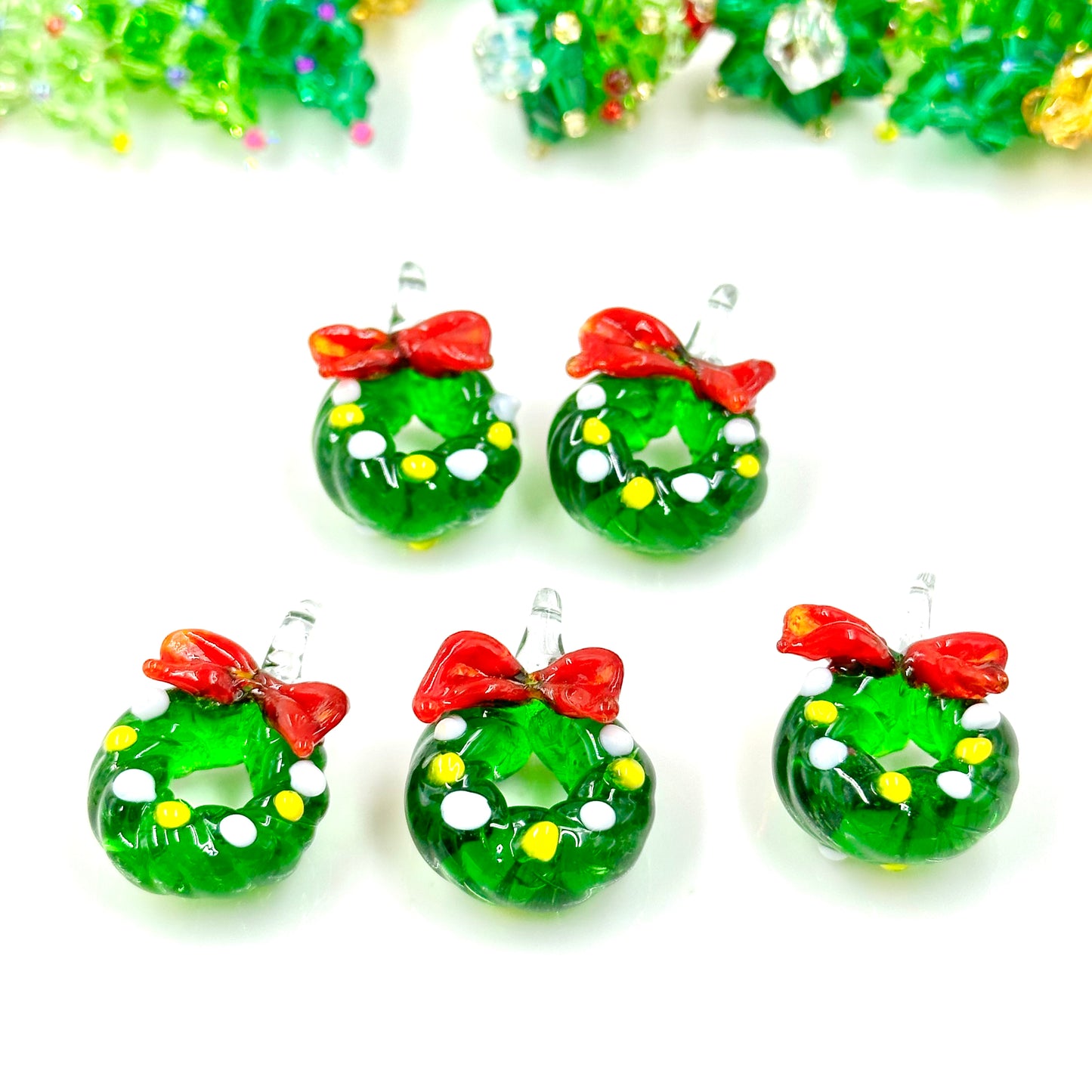 Christmas Wreath Glass Charm